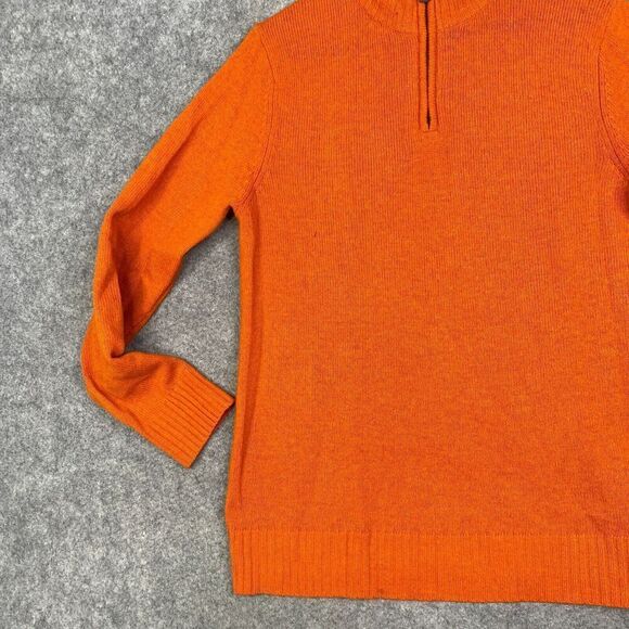 Bonobos Sweater Mens Small Slim Fit Orange 1/4 Zip Pullover 100% Lambswool - Picture 2 of 9